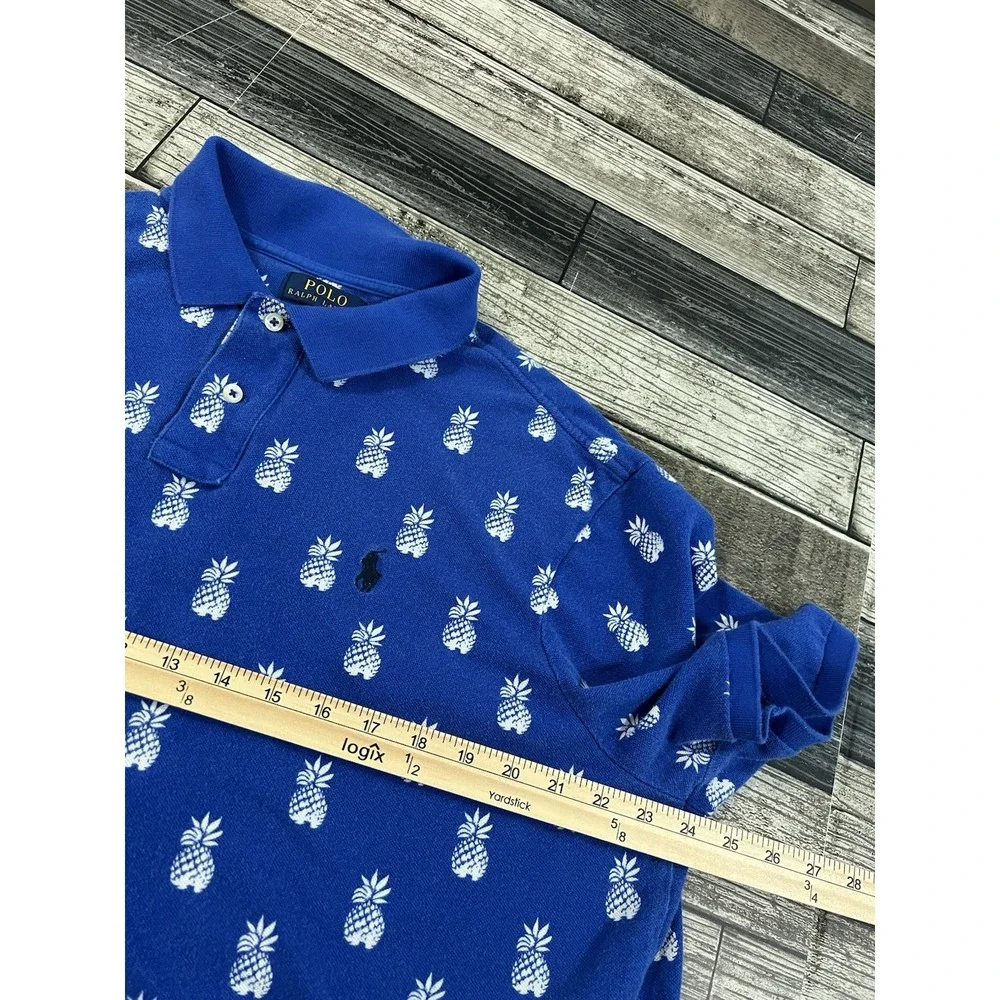 Polo Ralph Lauren Polo Mens XL Blue‎ Classic Fit White Pineapple Print All Over